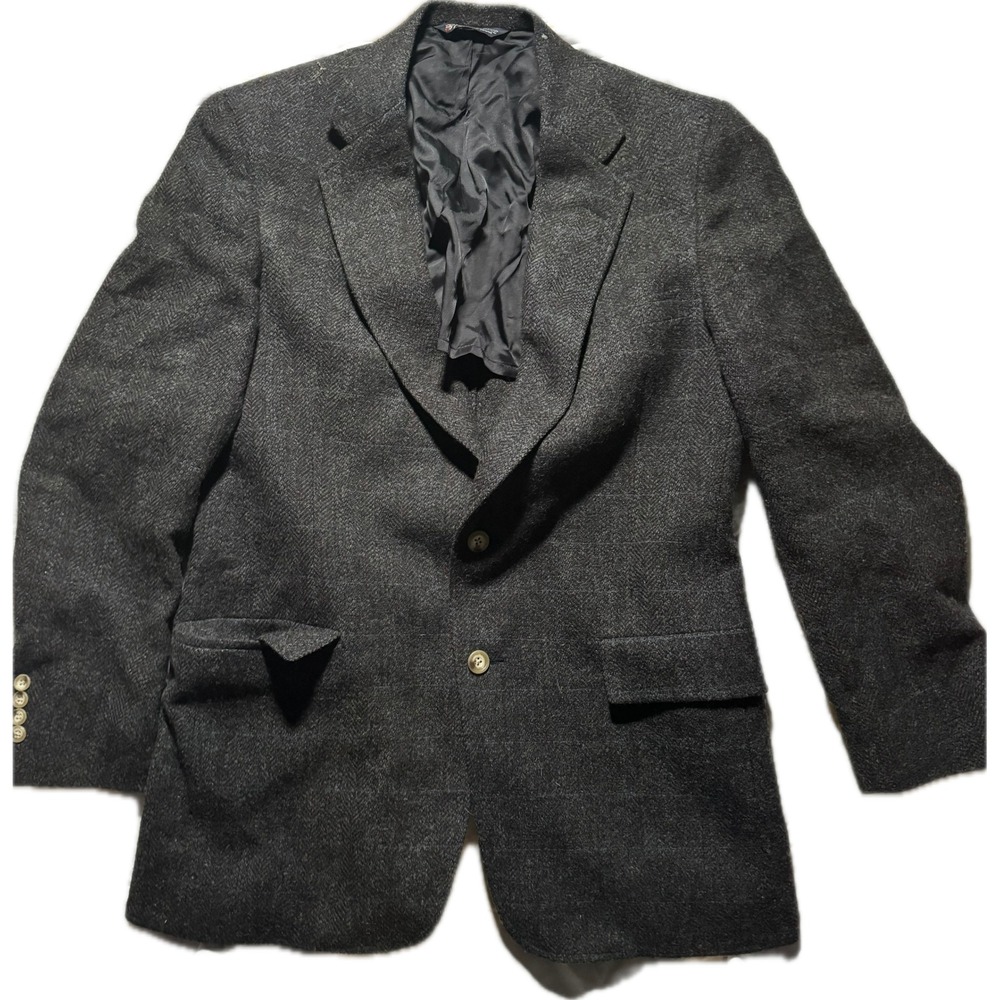 Austin Reed Regent Street Mens Charcoal Grey Tweed Windowpane Blazer Sport Coat‎